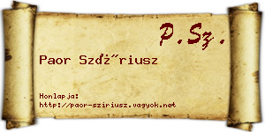 Paor Szíriusz névjegykártya